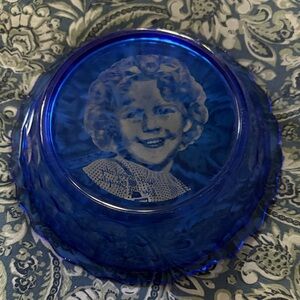 Vintage Shirley Temple Blue Glass Dish